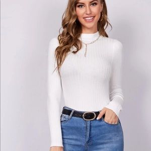 SHEIN rib-knit white shirt